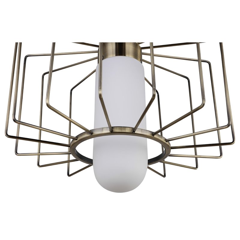 Woodbridge Lighting Tanner 1-light Steel & Glass Drum Cage Pendant in Brass