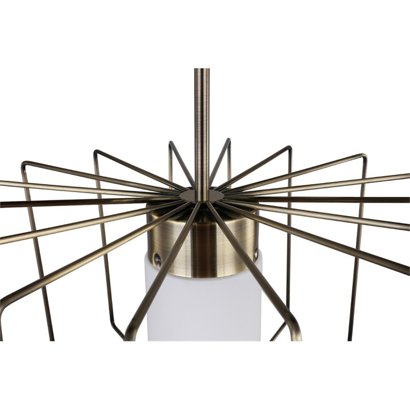 Woodbridge Lighting Tanner 1-light Steel & Glass Drum Cage Pendant in Brass