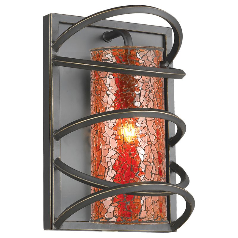 Woodbridge Lighting Loop 1-light Steel & Glass Wall Sconce in Black/Amber