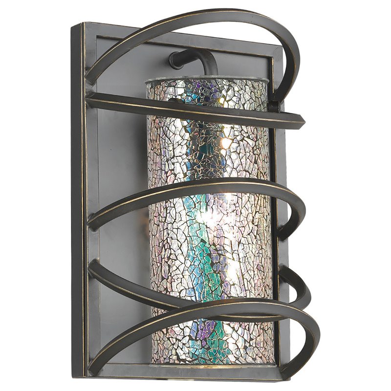 Woodbridge Lighting Loop 1-light Steel & Glass Wall Sconce in Black/Iridescent