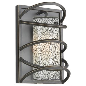 woodbridge lighting loop 1-light steel & glass wall sconce in black/white mosaic