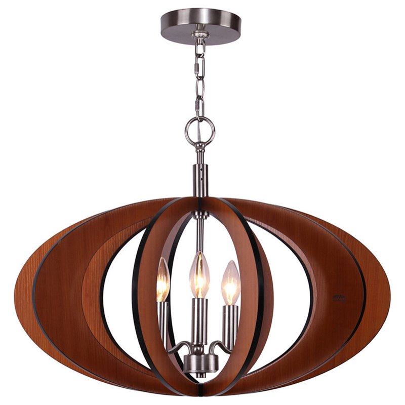 Woodbridge Lighting Fins Aquatech 3-light Wood Foyer Pendant in Cherry/Bronze