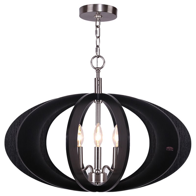 Woodbridge Lighting Fins Aquatech 3-light Wood Foyer Pendant in Black/Bronze
