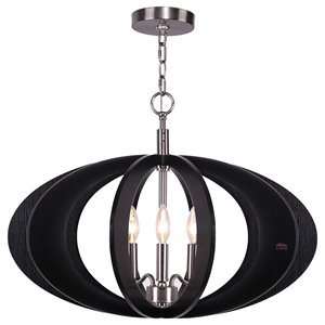 Woodbridge Lighting Fins Aquatech 3-light Wood Foyer Pendant in Black/Bronze