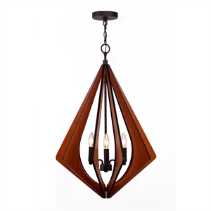 Woodbridge Lighting Fins Foresee 3-light Wood Foyer Pendant in Cherry/Bronze