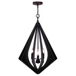 Woodbridge Lighting Fins Foresee 3-light Wood Foyer Pendant in Black/Nickel