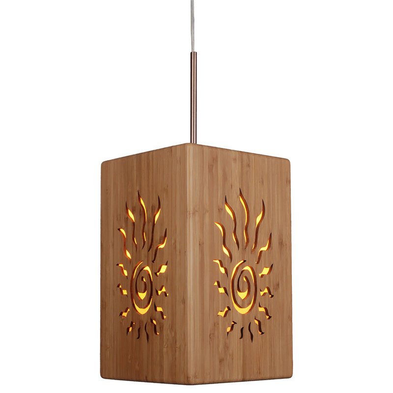 Woodbridge Lighting Light House Radiance Medium Bamboo Shade Pendant in Brass