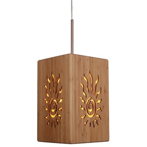 Woodbridge Lighting Light House Radiance Medium Bamboo Shade Pendant in Brass