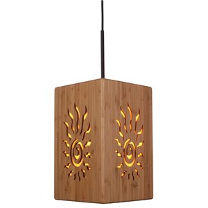 Woodbridge Lighting Light House Radiance Medium Bamboo Shade Pendant in Bronze