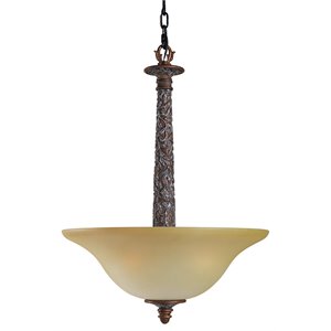 Woodbridge Lighting Vergennes 3-light Bowl Resin Large Pendant in Bark/Beige