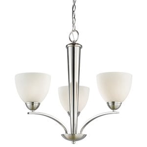 Woodbridge Lighting North Bay 3-light Steel & Glass Chandelier in Nickel/Opal