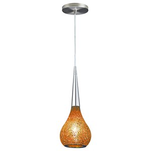 Woodbridge Lighting Torine 1-light Glass Mini Pendant in Amber Mosaic/Orange