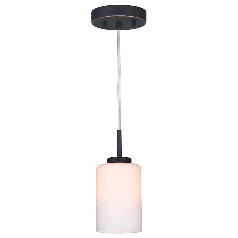 Woodbridge Lighting Charlotte 1-light Glass  Mini Pendant in Bronze/Opal