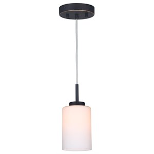Woodbridge Lighting Charlotte 1-light Glass  Mini Pendant in Bronze/Opal