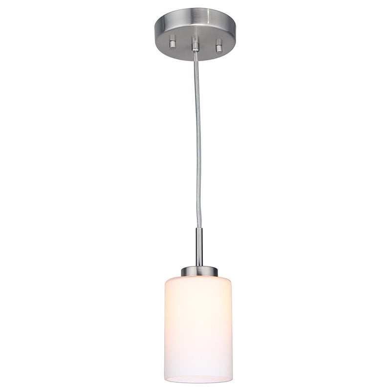 Woodbridge Lighting Charlotte 1-light Glass Mini Pendant in Satin Nickel/Opal