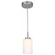 Woodbridge Lighting Charlotte 1-light Glass Mini Pendant in Satin Nickel/Opal