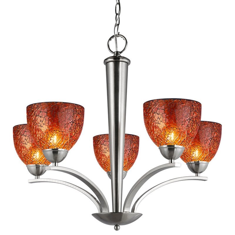 Woodbridge Lighting North Bay 5-light Metal Chandelier in Mosaic Amber/Nickel