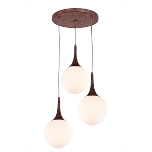 Woodbridge Lighting Alicia 3-light Glass Pendant Cluster in Walnut/Opal Led