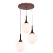 Woodbridge Lighting Alicia 3-light Glass Pendant Cluster in Walnut/Opal Led