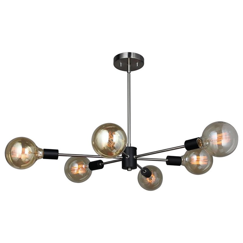 Woodbridge Lighting Ethan 6-light Metal Convertible Pendant in Black/Nickel