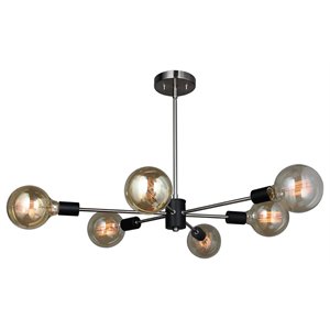 Woodbridge Lighting Ethan 6-light Metal Convertible Pendant in Black/Nickel