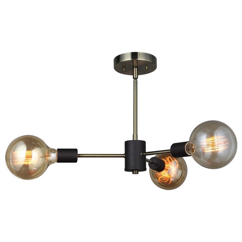 Woodbridge Lighting Ethan 3-light Steel Metal Chandelier in Brass/Bronze