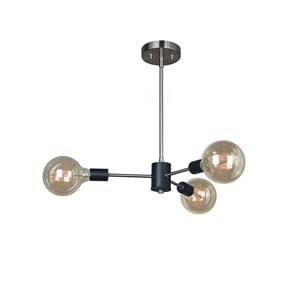 Woodbridge Lighting Ethan 3-light Steel Metal Chandelier in Satin Nickel/Black