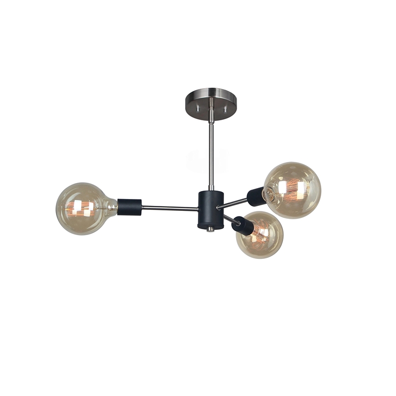 Woodbridge Lighting Ethan 3-light Steel Metal Chandelier in Satin Nickel/Black