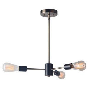 Woodbridge Lighting Ethan 3-light Steel Metal Chandelier in Bronze/Satin Nickel
