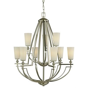 Woodbridge Lighting Aurora 9-light Steel & Glass Chandelier in Satin Nickel
