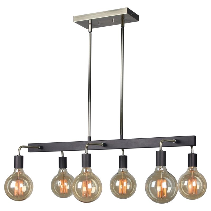 Woodbridge Lighting Ethan 6-light Metal Linear Pendant in Brushed Brass/Bronze