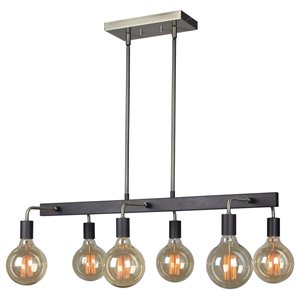 Woodbridge Lighting Ethan 6-light Metal Linear Pendant in Brushed Brass/Bronze
