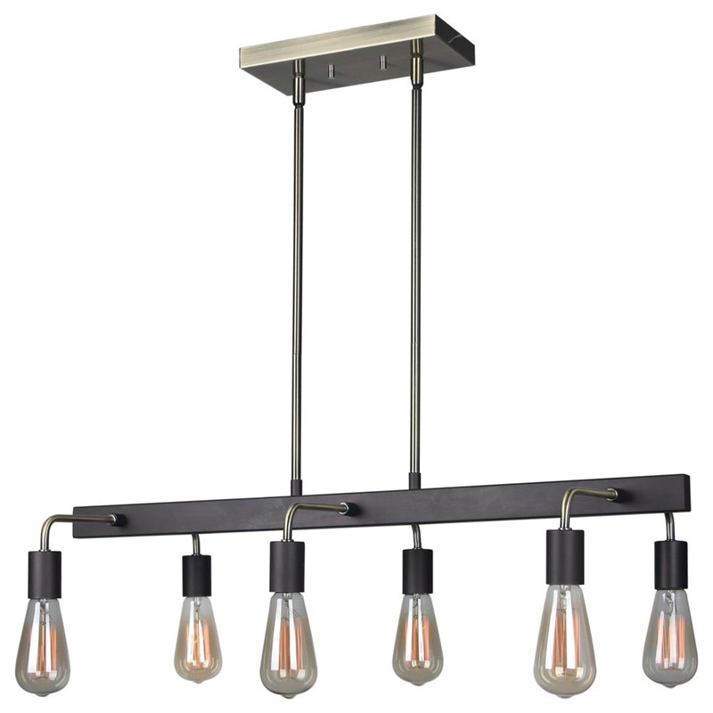 Woodbridge Lighting Ethan 6-light Metal Linear Pendant in Bronze/Brushed Brass