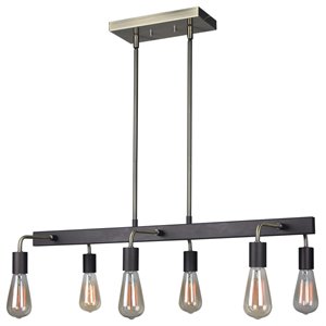 Woodbridge Lighting Ethan 6-light Metal Linear Pendant in Bronze/Brushed Brass