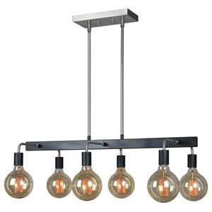 Woodbridge Lighting Ethan 6-light Metal Linear Pendant in Satin Nickel/Black