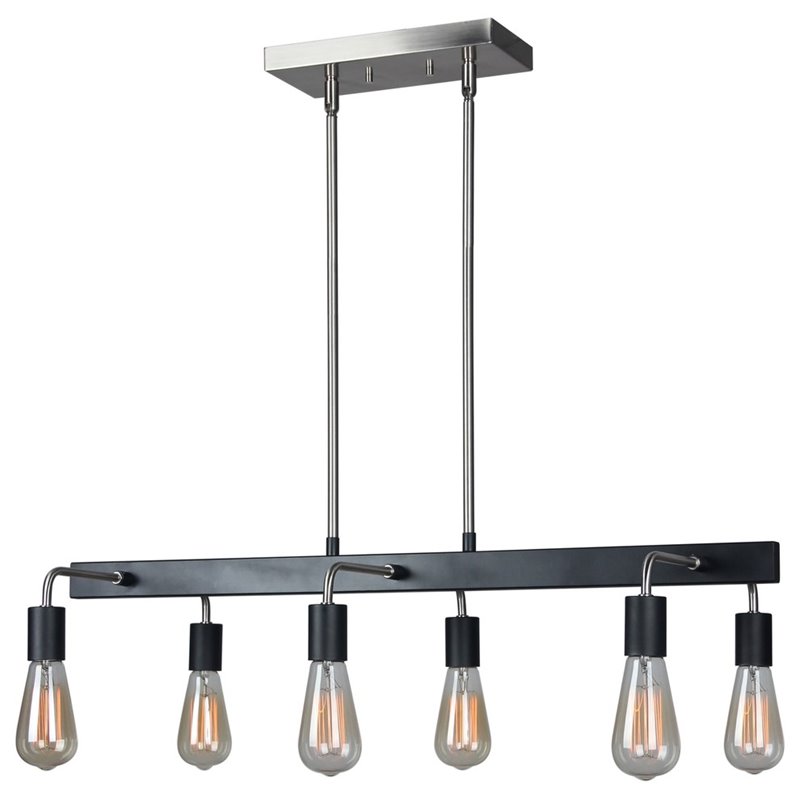 Woodbridge Lighting Ethan 6-light Metal Linear Pendant in Black/Satin Nickel