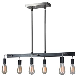 Woodbridge Lighting Ethan 6-light Metal Linear Pendant in Black/Satin Nickel