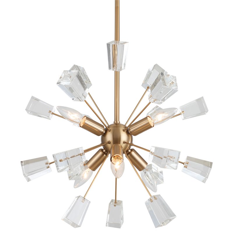 Woodbridge Lighting Stardust 6-light Steel & Glass Sputnik Chandelier in Brass