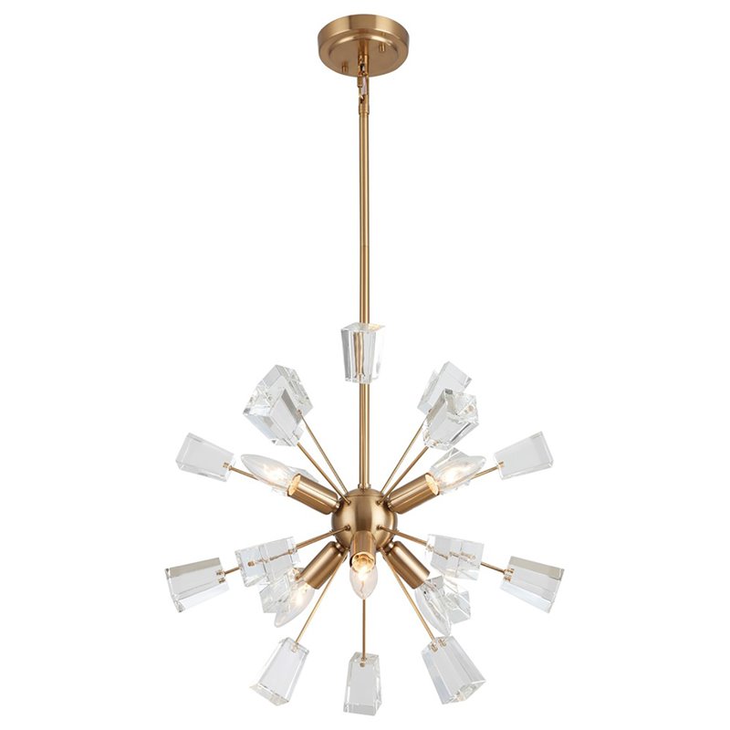 Woodbridge Lighting Stardust 6-light Steel & Glass Sputnik Chandelier in Brass