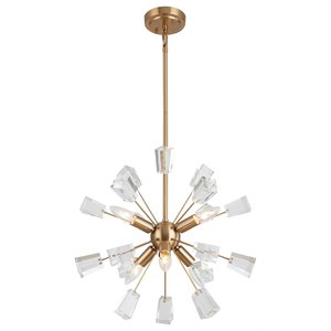 woodbridge lighting stardust 6-light steel & glass sputnik chandelier in brass
