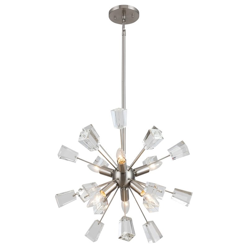 Woodbridge Lighting Stardust 6-light Steel & Glass Sputnik Chandelier in Nickel
