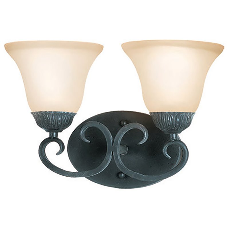 Woodbridge Lighting Jamestown 2-light Steel & Glass Bathroom Light in Black