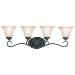 Woodbridge Lighting Jamestown 4-light Steel & Glass Bathroom Light in Black