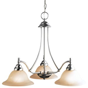 Woodbridge Lighting Anson 3-light Steel & Glass Chandelier in Satin Nickel