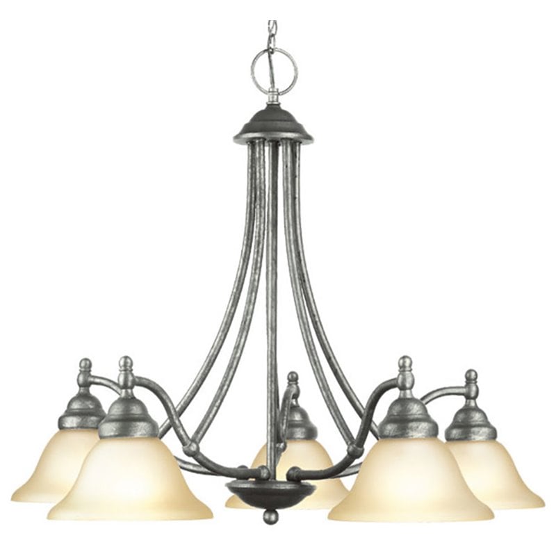 Woodbridge Lighting Anson 5-light Steel & Glass Chandelier in Gray Stone