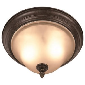 woodbridge lighting harrington 2-light glass flush mount in bordeaux/bronze