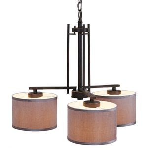 Woodbridge Lighting Hudson 3-light Metal & Fabric Chandelier in Bronze/Gray