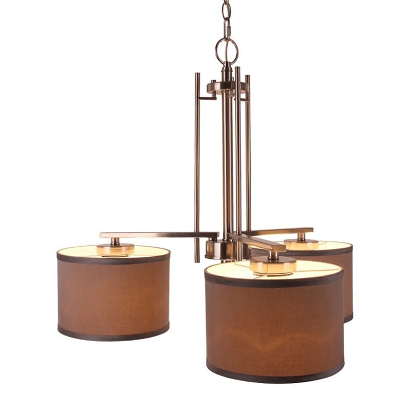 Woodbridge Lighting Hudson 3-light Metal & Fabric Chandelier in Nickel/Gray