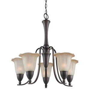 Woodbridge Lighting Kingston 5-light Steel & Glass Chandelier in Bronze