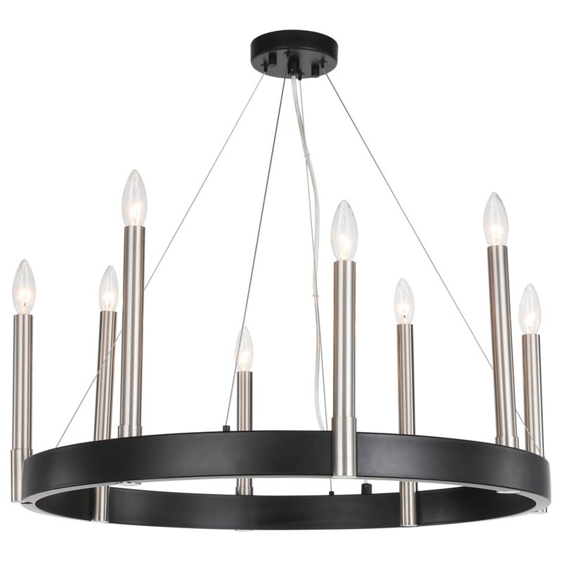 Woodbridge Lighting Garrett 8-light Circular Glass Pendant Chandelier in Nickel